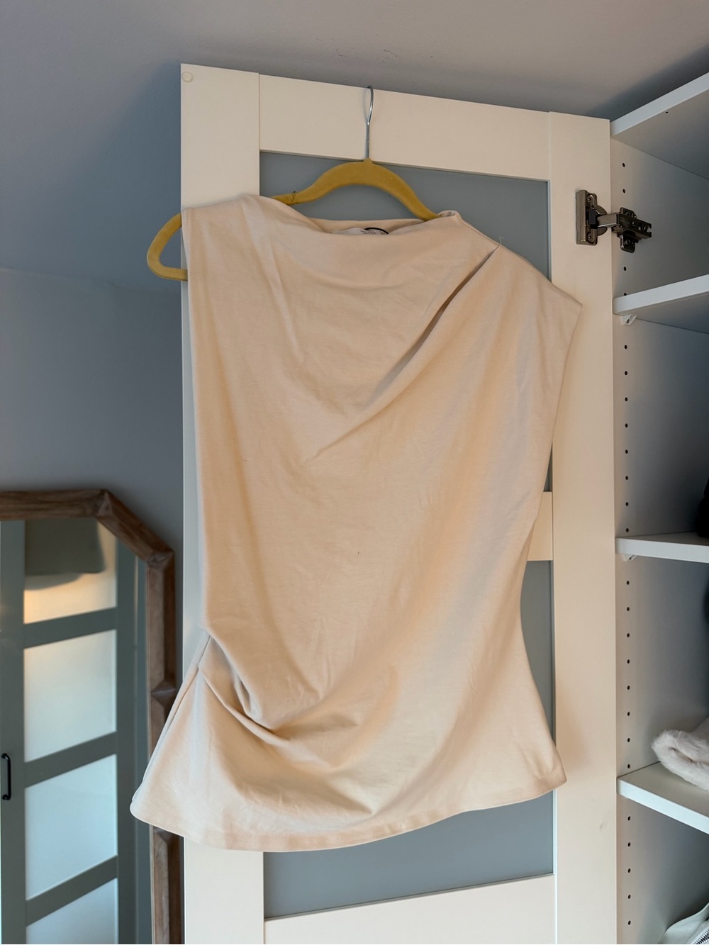 Zara Sleeveless Draped Tank Top in Beige